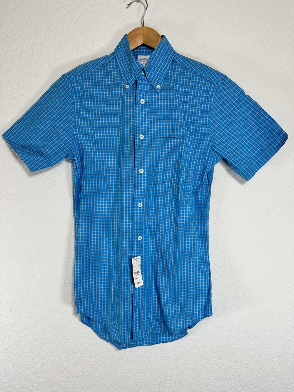 Brooks Brothers Blue Windowpane Short-Sleeve Button-Down Shirt
